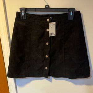 H&M NEW Black Suede Mini Skirt with Buttons